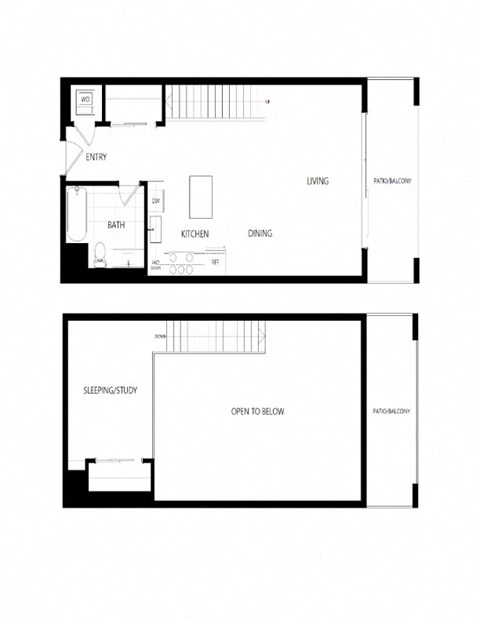 Floor plan for studio, 1 bath, 717 sqft